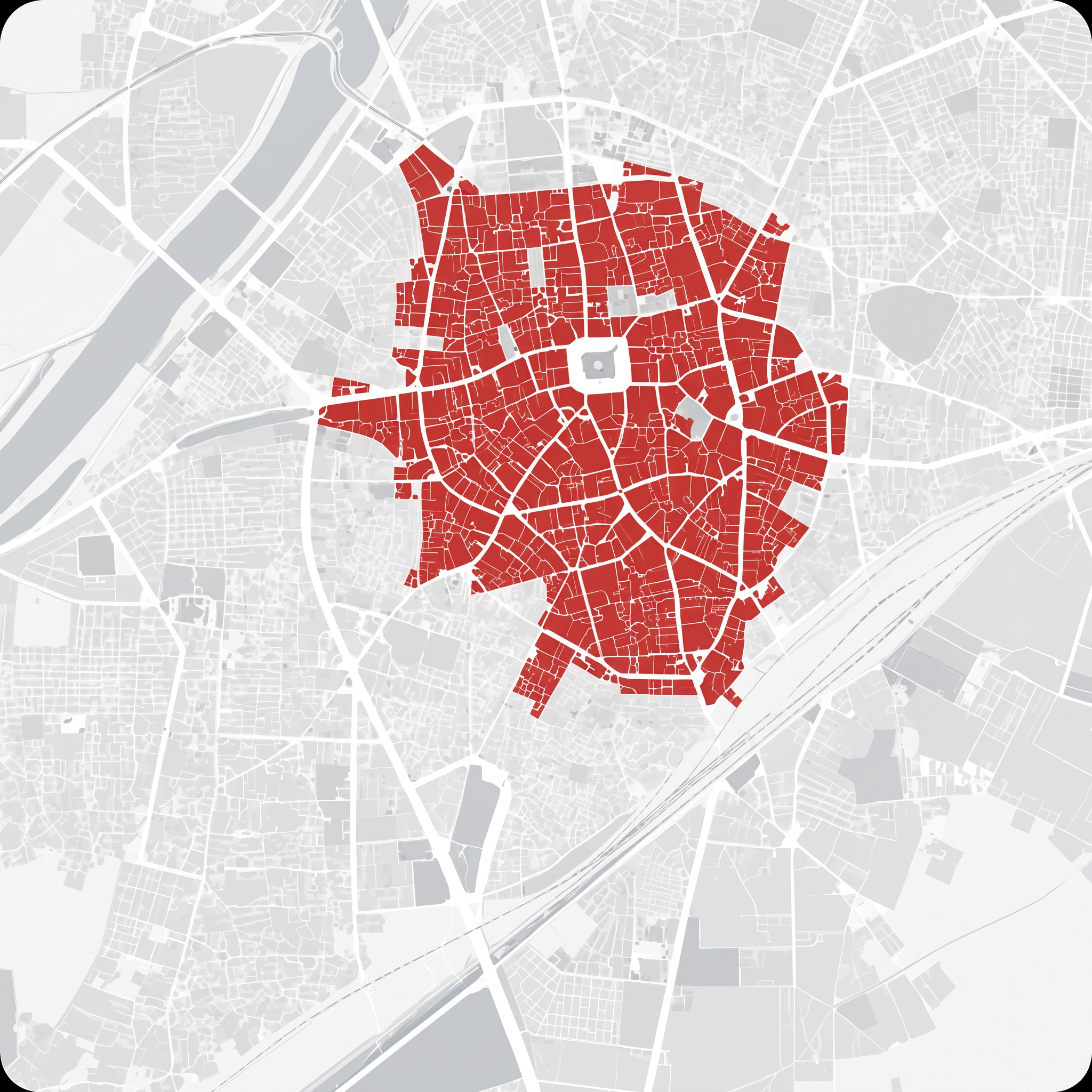 City map with Mainpuri's central urban area highlighted in red.