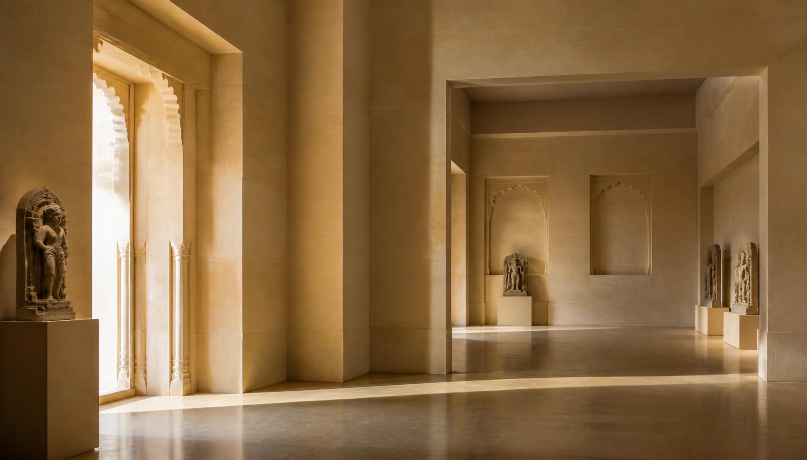 Interior study of the Mainpuri Cultural Centre galleries.